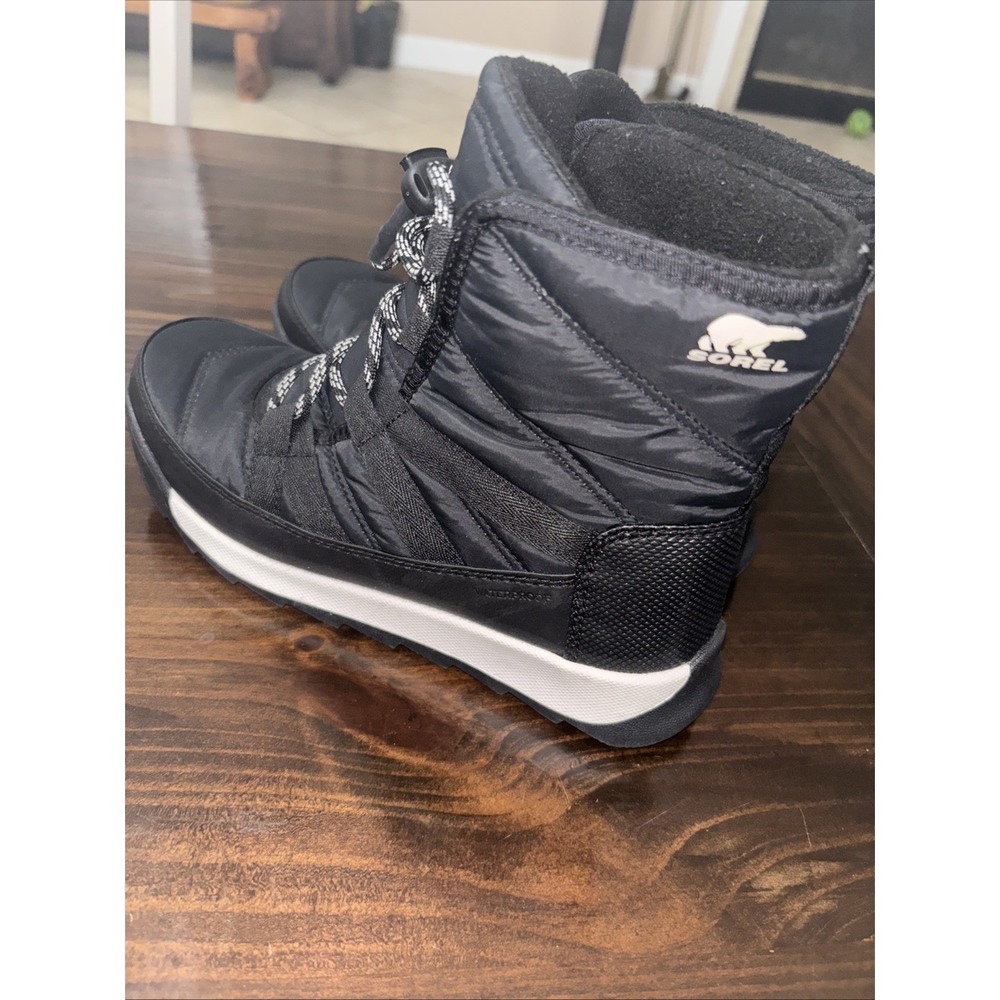 Sorel Womens Whitney Boot Youth Size 4 Black Nylon Quilted Bootie Waterproof - Picture 4 of 9